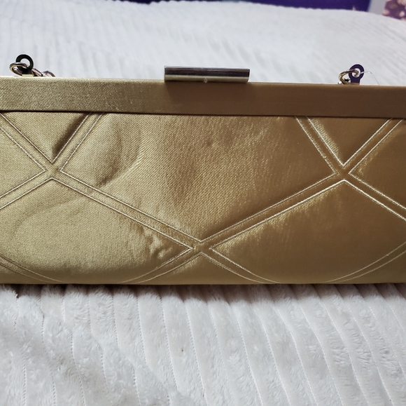 Gold Evening Bag Clutch NWT - Picture 3 of 6